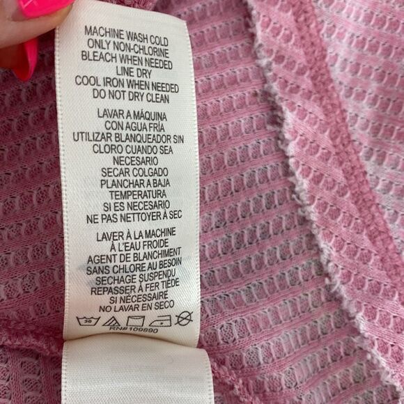 ❤️Last Chance Seven7 Pink Cotton Blend Handkerchief Hem Waffle Top size L - Picture 8 of 10